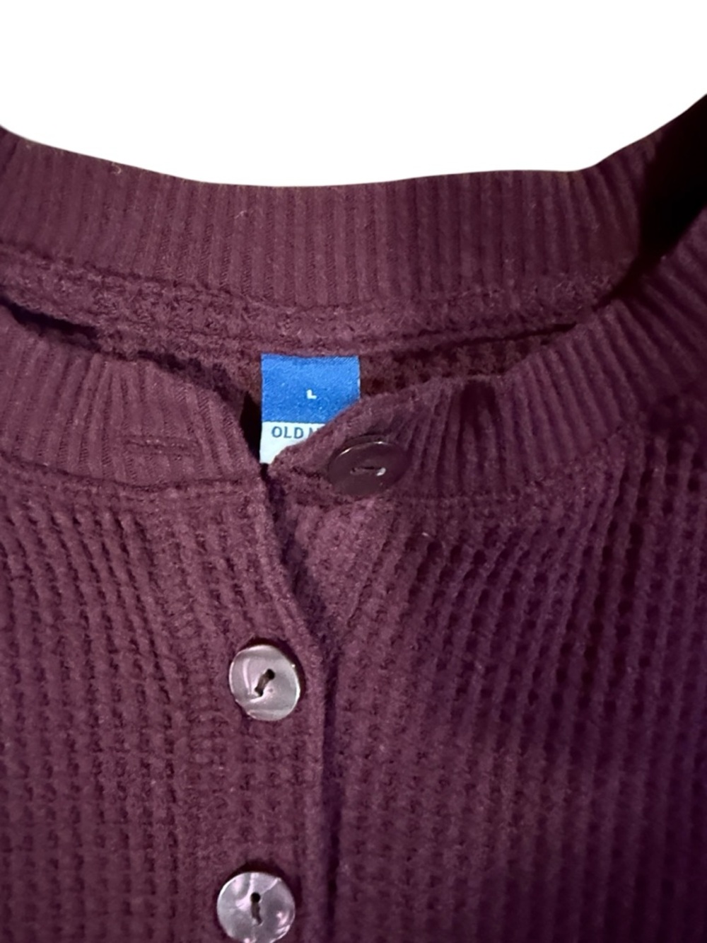 Old Navy Plum Waffle Knit Henley Top - Picture 3 of 3